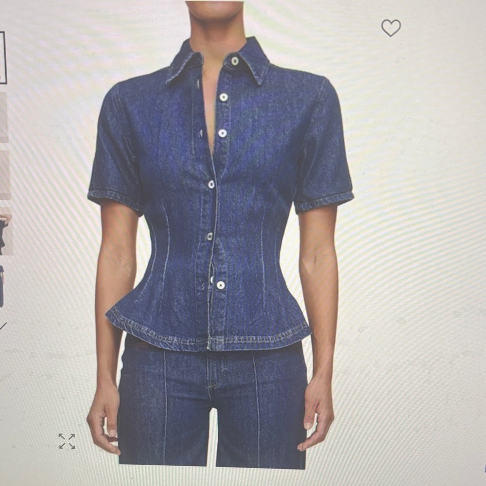DL1961 Dark Blue Denim Button-Up Top